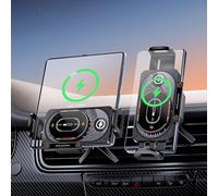 Car Phone Holder Wireless Charger,15W Dual Coil Car Mount with Auto Clamping,360° Rotation Anti-Shake for and one key release,Air Vent Car Mount For iPhone,Samsung Galaxy Z Fold,Pixel series (Black)