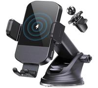 Car Phone Holder Wireless Charger, Fast Charging Wireless Car Charger, Auto Clamping Car Phone Holder, iPhone Mount for iPhone 16 Pro Max/15 Pro Max/14 and Galaxy S25 Ultra/S24+/S23