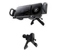 Car Phone Holder Wireless Charger for Octavia/Praktik/Rapid/Roomster/Superb/Yeti, 15W Qi Dual Coil Car Phone Holder, Automatic Clamping and One Key Release,Black-Inverted hook base