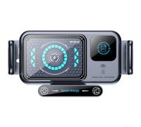 Car Phone Holder with 15W Wireless Charging, Auto Clamping Gravity Mount, Foldable Stand for Large Screens, One-Touch Rotation, Air Vent Clip