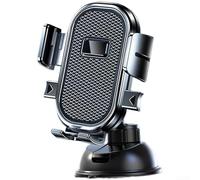 Car Phone Holder with 360 Degree Rotation, One Touch Locking Clamp, Strong Suction Dashboard Windscreen Mount for Smartphone, Anti-Shock Silicone Pad, Black(A66 Pattern)