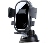 Car Phone Holder with 360 Degree Rotation, One Touch Locking Clamp, Strong Suction Dashboard Windscreen Mount for Smartphone, Anti-Shock Silicone Pad, Black(A66 Mirror)