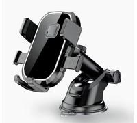 Car Phone Mount, Universal Dashboard Windshield Phone Holder, Black Adjustable Suction Cup Stand with One-Touch Design