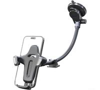 Car Phone Mount, Windshield Suction Cup Holder with Flexible Long Arm Gooseneck for Trucks Lorry HGV Dashboard Smartphone GPS(Gray)