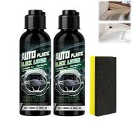 Car Plastic Restorer Black, Black Plastic Restorer for Cars, Dashboard Cleaner, Quick Effect Coating Agent for Car Interior Cleaner Kit, Prevents Aging, Long Lasting Shine, 100ml (2PCS)