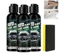 Car Plastic Restorer Black, Black Plastic Restorer for Cars, Dashboard Cleaner, Quick Effect Coating Agent for Car Interior Cleaner Kit, Prevents Aging, Long Lasting Shine, 100ml (3PCS)