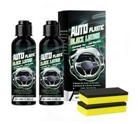 Car Plastic Restorer Black, Plastic Trim Restorer, Dash Cleaner for Inside Car, Quick Effect Coating Agent for Interior Car Cleaning Kit, Resists Aging & Cracking, Long-Lasting Shine (2PC)
