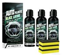 Car Plastic Restorer Black, Plastic Trim Restorer, Dash Cleaner for Inside Car, Quick Effect Coating Agent for Interior Car Cleaning Kit, Resists Aging & Cracking, Long-Lasting Shine (3PC)