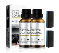 Car Plastic Restorer Black with Sponge, 2025 New Back to Black Trim Restorer, Plastics Parts Crystal Coating, Car Interior Plastic Scratch Repair, Prevents Drying Aging (2pcs)