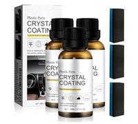 Car Plastic Restorer Black with Sponge,Back to Black Trim Restorer,Plastics Parts Crystal Coating,Crystal Coating Plastics Restoration,Car Interior Plastic Scratch Repair,Prevents Drying Aging (3 PC)