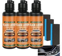 Car Plastic Restorer Kit 100ml - Auto Plastic Black Lotion, Dashboard Trim Care Blacks Coating for Bumpers Door Panels Tyres with Applicator Sponge,Car Plastic Restorer Black (3PC)