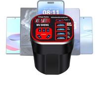 Car Plug Adapter,Cup Type Converter Inverter with QC Charger | Portable Replacement Parts for Automobile, Stable Chargers for Phone and Laptop in Car