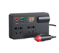 Car Plug Adapter Outlet With PD30W Type-C & USB-A Port 120W Car Power Inverter DC12V-24V To 220V Travel Adapter Road Trip Essential