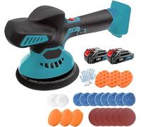 Car Polisher 18V, with 2 x 3.0AH Battery & 24PCS Attachments, 6 Variable Speed, 6000RPM, Cordless Polisher for Car/Leather/Wood/Glass