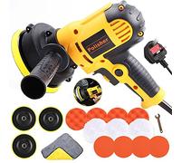 Car Polisher, Electric Car Polisher Buffer Sander, 700W, Variable Speed 600-3700RPM, Rotary Polishing Machine with 125mm Buffing Pads Waxing Set (Yellow)