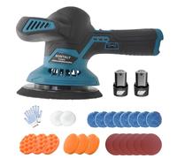 Car Polisher Electric Polisher kit with 2 12V 3.0AhBatteries,6 Speed Control Lightweight Portable, Suitablefor car Care polishing Cleaning (Blue)