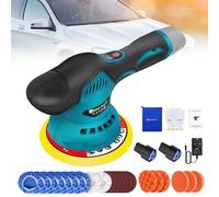 Car Polishers and Buffers, 8 Variable Speeds Cordless Car Polisher, Brushless 6 Inch Portable Polishing Kit with 16x Polishing Accessories, 6X Sandpapers, 2X Batteries and Fast Charger