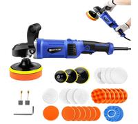 Car Polishing Machine Set, 1400W Portable Car Buffer Polisher Machine with Adjustable Handle, 6 Variable Speed Electric Rotary Polishing Machines with Sanding Buffing Pads Waxing Cleaning Kit
