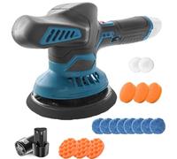 Car Polishing Machine with 2X 12V 3.0Ah Batteries and 16 Piece Polishing Kit,145mm Cordless Car Buffer Polisher,6 Variable Speed 2500-5500RPM,for Detailing/Waxing
