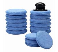 Car Polishing Pads, 11-Piece Car Cleaning Sponge Set, Car Wax Applicator Pads with Handle, 12CM Diameter, Black, for Polishing, Waxing, and Cleaning Car Glass and Metal Surfaces