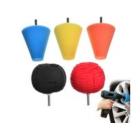 Car Polishing Pads, 5 Pieces of Washable Reusable Sponge Buffer - Polishing Buffer for Drilling - for the Care and Finishing of Rims, Car Hubs, Metal, Aluminium and Stainless Steel