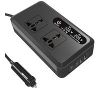 Car Power Inverter 200W DC 12V/24V to 220V Car Adapter Car Converter with 2 USB + 2 Type-C 2 AC Power Sockets and Independent Switch for Laptop, iPad, Cell Phone