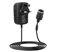 Car Power Inverters 240V 2A AC Mains to 12V DC, Car Plug Adapter Voltage Converter Socket AC to DC Household Cigarette Lighter Adapter to UK Plug for MP3 Fan Dash Cams (Maximum Power 24W-Black)