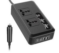 Car Power Inverters Portable Car Inverter Mounted Inverter USB Voltage Transformer 200W Power DC 12V To AC 110V/220V Conversion USB Battery Clip(CX200W-110V-UNI)