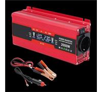 Car Power Inverters Power Inverter 1500W/2000W/2600W LCD Display DC 12V To AC 220V 2 USB Car Transformer(2000W Red)