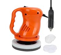 Car Power Polishing Waxing Machine, 12V 40W Auto Buffer with Dual Pads, Portable Cordless Polisher for Home and Outdoor Use, Includes Waxing and Polishing Covers (B Orange)