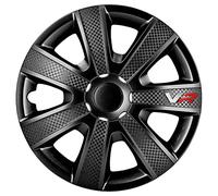 CAR+ PP5153B VR Logo Wheel Covers 4-Piece Set, 13-Inch Diameter, Black