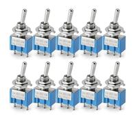Car Push Button Switches 10Pcs 3/6Pins Miniature Toggle Switch ON-OFF-ON Mini Button Rocker Power ON OFF MTS-102 103 202 203 Start Stop Button(3Pin ON-OFF-ON)