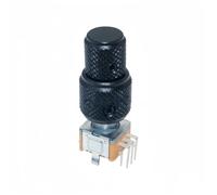 Car Push Button Switches 1pc Dual-Shaft Axis Encoder EC110701N2B With Button Switch 8Pins 30 Position Handle 25mm Aluminum Alloy Caps(1set N2B Black)