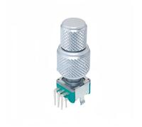 Car Push Button Switches 1pc Dual-Shaft Axis Encoder EC110701N2B With Button Switch 8Pins 30 Position Handle 25mm Aluminum Alloy Caps(1set ALPS Silver Cap)