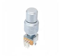 Car Push Button Switches 1pc Dual-Shaft Axis Encoder EC110701N2B With Button Switch 8Pins 30 Position Handle 25mm Aluminum Alloy Caps(1set N2B Silver)