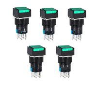 Car Push Button Switches 5PCS 12V 24V Momentary Illuminuted Maintained Self-locking On Off Push Button Switches 16MM Square Lamp Indicator(G,24V_SELF RESET_2NO 2NC 5PCS)