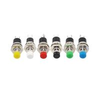 Car Push Button Switches 6Pcs Round Button 7mm Momentary Self-resetting Push Button Switch ON OFF Red Yellow Green Blue Black White(6 Color)