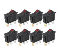 Car Push Button Switches 8Pcs KCD3 Toggle Switch 3Pins 2 Position ON-OFF Electrical Equipment Boat Rocker Switch With Light 20A/125V Start Stop Button(8pcs dot red)