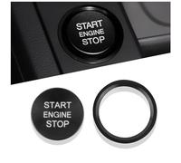 Car Push Start Button Cover Compatible with Audi,Cool Aluminum Engine Start Button Cover with Metal Ring for Car Decorations,Car Accessories Interior Start Stop Button Cover (Black)