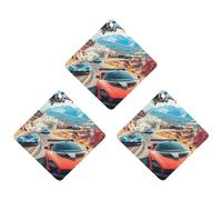 Car Racing 3 PCS Car Air Freshener Hanging Aromatherapy Tablets Automotive Ornament for Auto Room Bathroom Bedside Rhombus