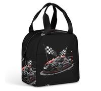 Car Racing Automobile Sport Racer Checkered Flag Lunch Bag Insulated Lunch Box Leakproof Cooler Bag for Work Travel Outdoor