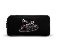 Car Racing Automobile Sport Racer Checkered Flag Pencil Case Cute Pen Pouch Cosmetic Bag Pecil Box Organizer for Travel Office
