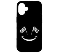 Car Racing Checkered Flag Racing Smile Automobile Race Case for iPhone 16