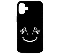 Car Racing Checkered Flag Racing Smile Automobile Race Case for iPhone 16 Plus