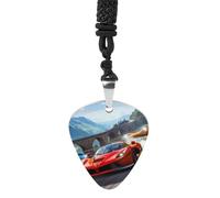 Car Racing Game Guitar Picks Necklace Bass Pick Pendant Vintage R&B Steel Music Jewelry for Music Lovers