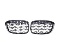 Car Radiator Grille For BMW X1 F48 F49 Car Diamond Front Kidney Grille Racing Grill 2016 2017 2018 2019 Gloss Black Grills Car Styling Grilles Front Grille(Black Silver)