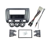 Car Radio Fascia for Fit Jazz City LHD One Din Dvd Stereo Cd Panel Mount Installation Trim Kit Fram SilverGray Black