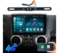 Car Radio Replacement for Jeep Wrangler JK Compass Grand Cherokee Dodge Ram with 10" Touch Screen, CarPlay, Android Car, GPS Navigation, Bluetooth, 1080P Rear View Camera (8G+128G)