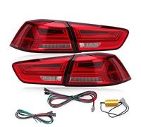 car rear brake light LED Red Rear Tail Lights For Mitsubishi For Lancer EVO X 2005-2017 Turn Signal Reverse Light Warning Driving Fog Car Accessories Car Rear Light Assemblies(4PCS Red Dynamic)