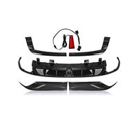 Car Rear Bumper Diffuser Lip For Accord For Yofer 2018-2022 Rear Bumper Diffuser Lip & Lower Side Corner Cover Splitter Spoiler With LED Lamp(Black)